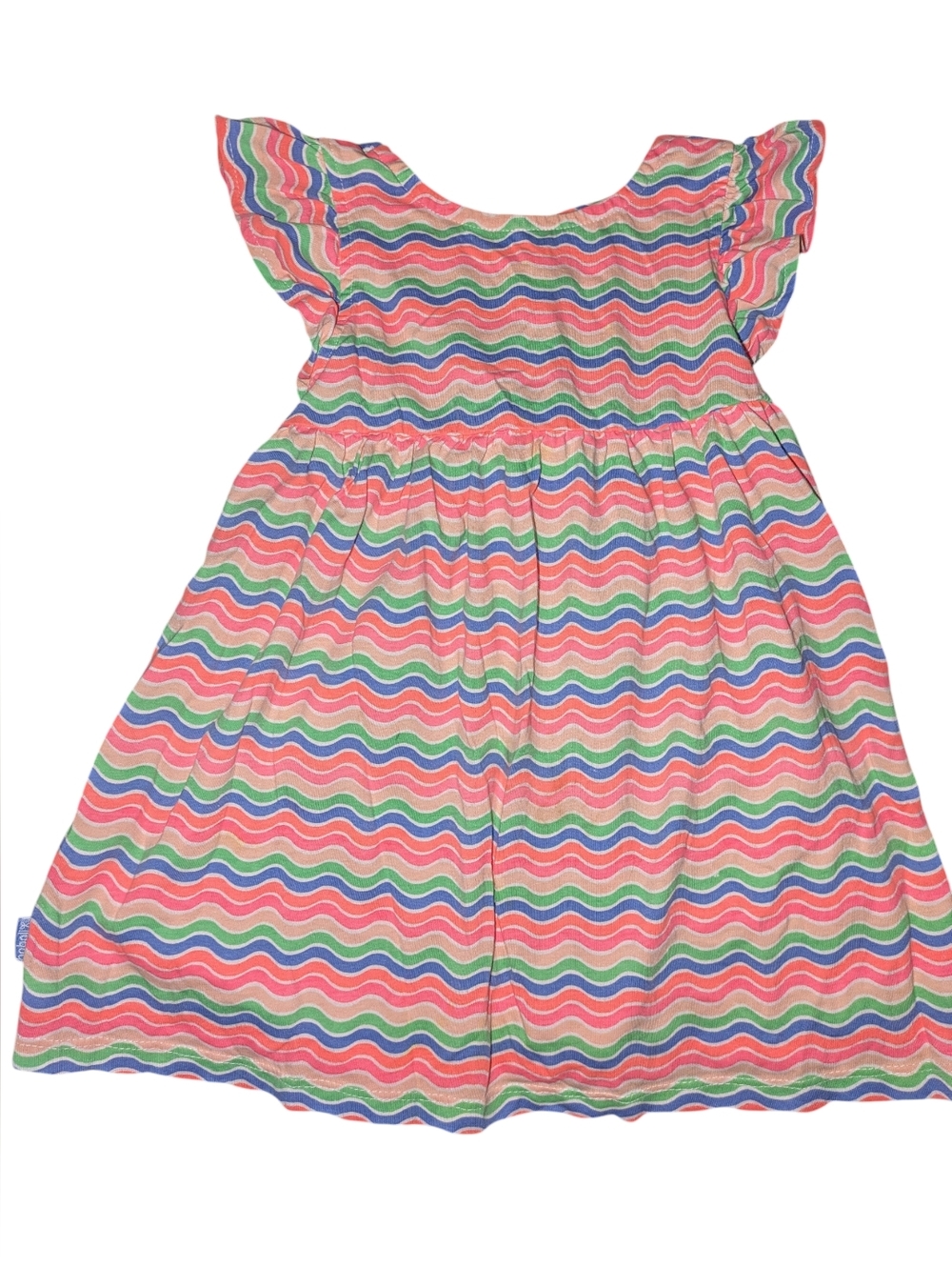 BOBOLI Girls Multicolor Wave-Print Cotton Dress